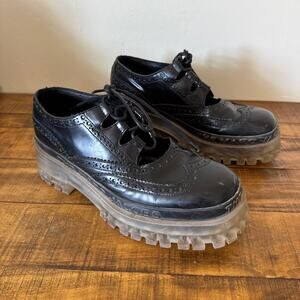 MARC JACOBS Womens Black Ghillie Brogues Leather Oxfords Shoes 39